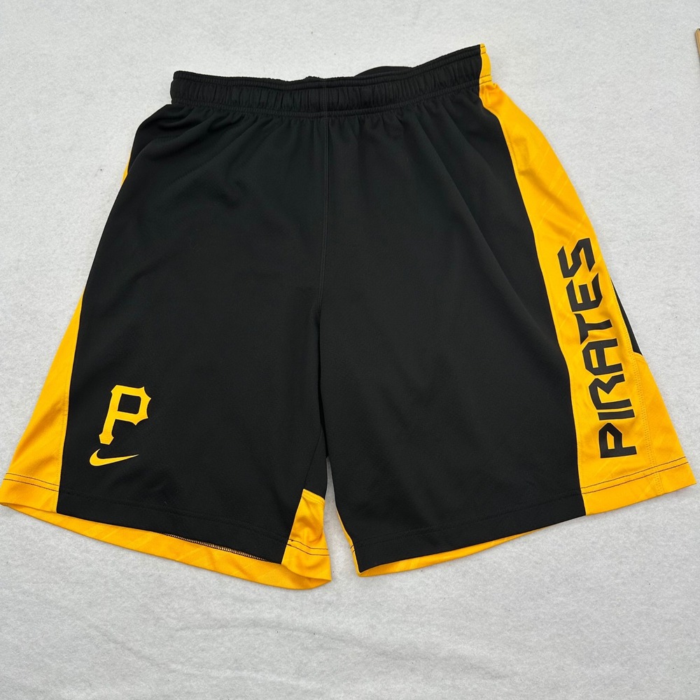 Nike Men's Latge L Pittsburgh Pirates MLB Dri-FIT Training Shorts Black Gold